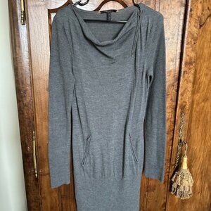 BCBGMAXAZRIA Charcoal Cowl Neck Tunic Dress Size L